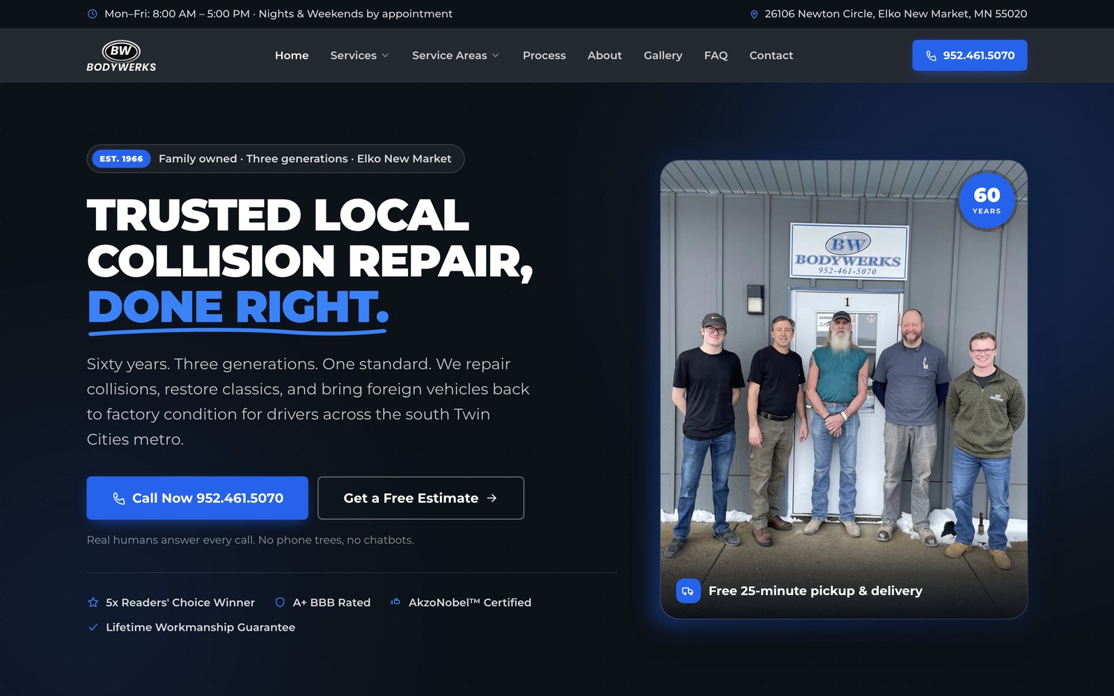 Bodywerks Auto Body website