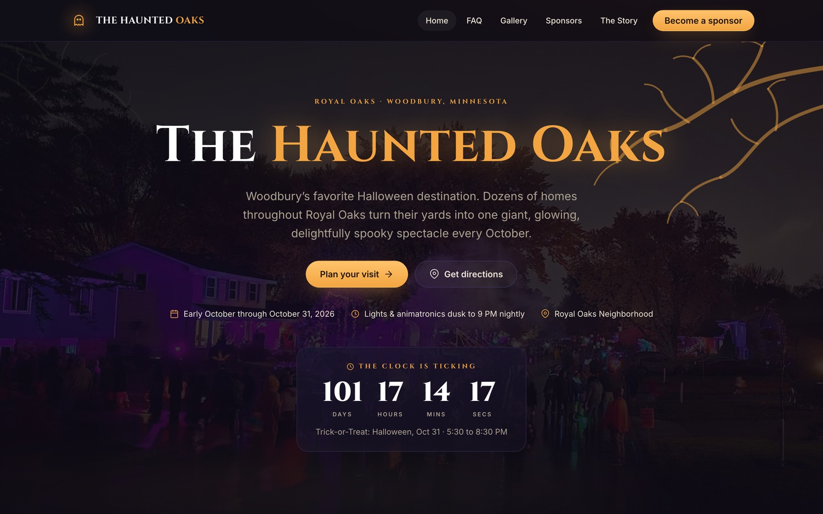 The Haunted Oaks website