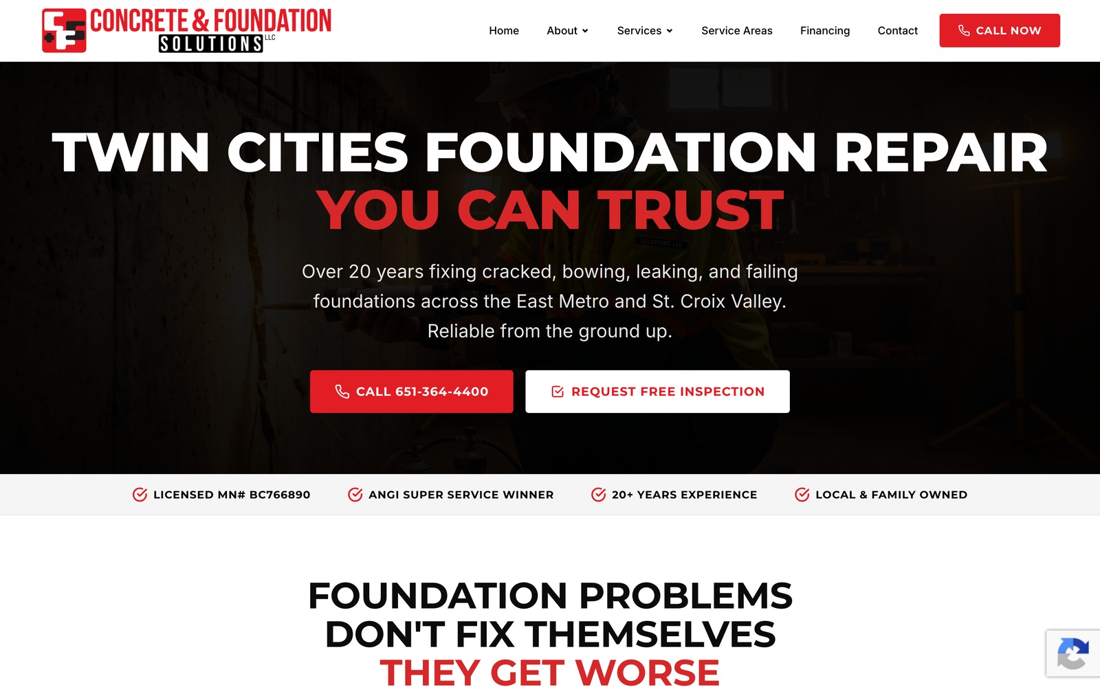 Concrete and Foundation Solutions website