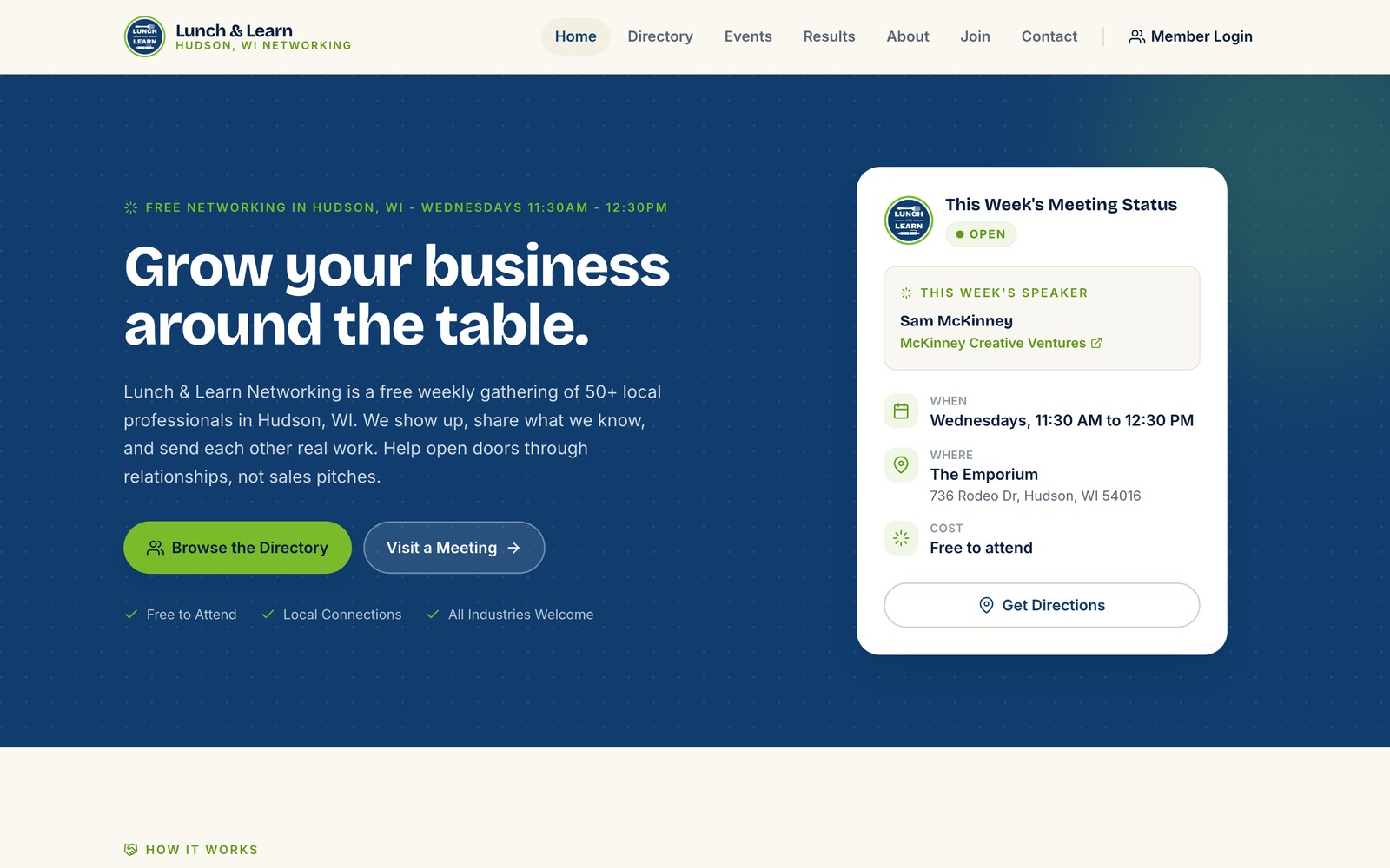 Lunch and Learn Networking website